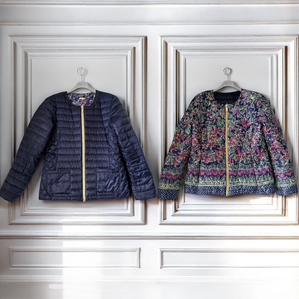 LILLY PULITZER Lilah Down Reversible Puffer Jacket in Multi Size L
